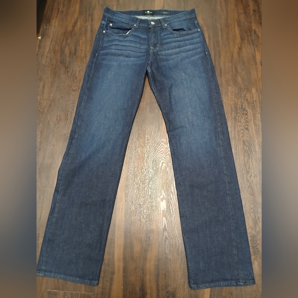 7 For All Mankind Dark Blue Straight Jeans